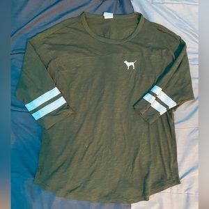 Victoria Secret Pink Nation jersey short sleeve forest green t-shirt size M